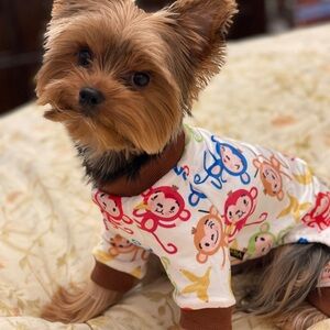 New Cute Yikeyo Dog Pajamas with Monkey Print. Size Small.